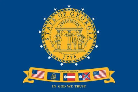 Top view of State of Georgia 2001 2003 , USA flag, no flagpole. Plane design  Stock Illustration