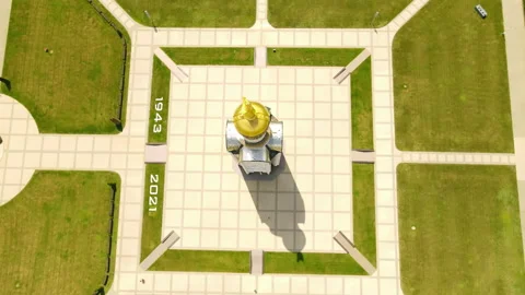 Top view of the statue in the middle of the field. Stock Footage 155106045