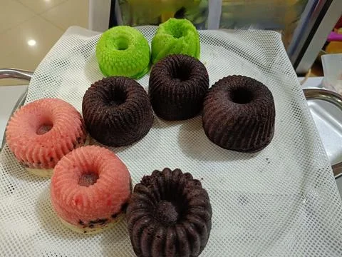 Top view of steamed bun without toppings Stock Photos