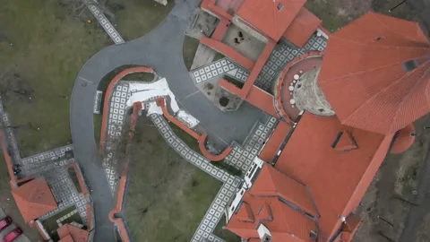 Top view of a stone castle with tower Stock Footage 239912339