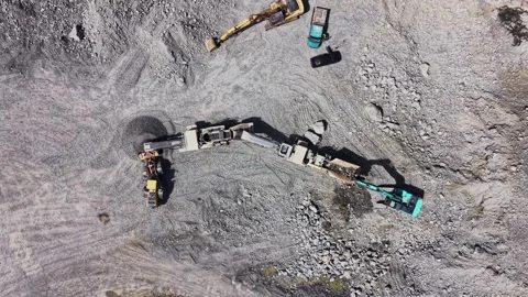 Top view of stone crushing plant and conveyor belts aerial 動画素材 338222030
