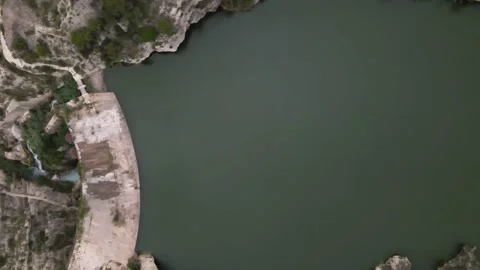Top view of the stone dam Stock Footage 239943617
