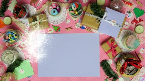 Top view stop motion on the theme of holiday with text Best wishes for you emerg Stock Footage 94030778