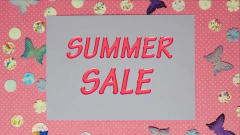 Top view stop motion on the theme of holiday with announce Summer Sale emerging Stock Footage 94062202