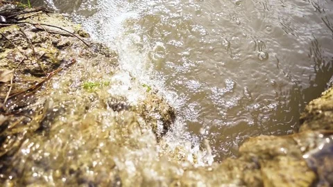 Top view stream falls slow mo Video stock 82530429