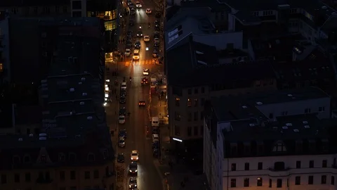 Top view of street at night. Berlin, Germany. Stock Footage