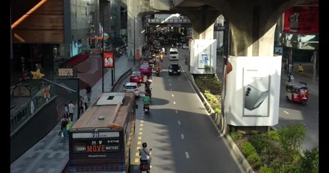 Top view of street view of traffic, busy traffic jam with cars, motorcycle Stock Footage 305525007