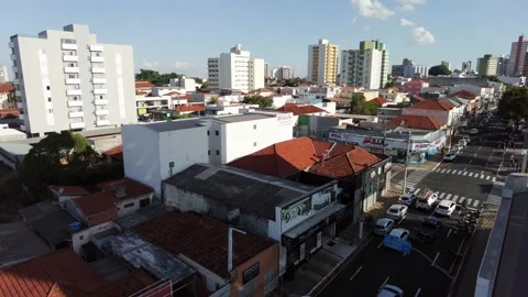 Top view of streets and traffic on the downtown of Marilia Stock Footage 196200335