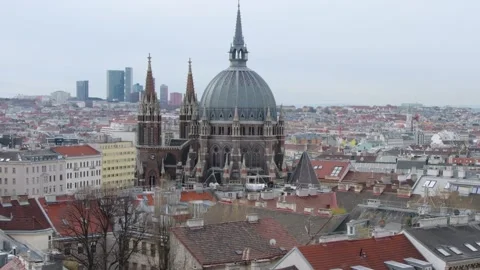 Top view of the streets of Vienna, the old Austrian city against the background  Stock Footage 237283394