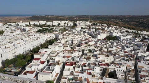 Top view of the streets in the white town Vejer de la Frontera Video stock 144633481