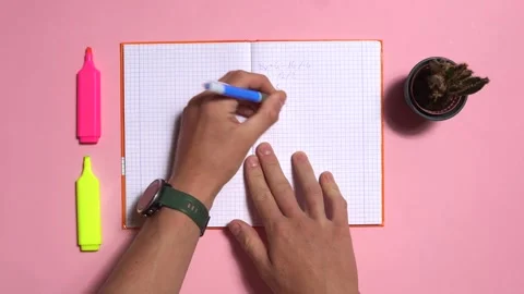 Top view of a student solving equations.  Stock Footage 248061055