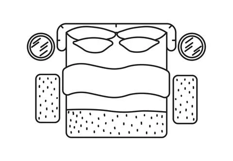 Top view of a stylish bed with decor elements Stock Illustration