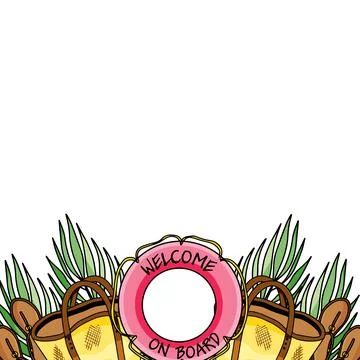 Top view of summer holidays border banner template with copy space. Vacation Stock Illustration