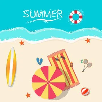Top view of a sunny beach. Stock-Illustration