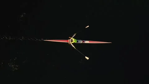 Top View Sunrise Rowing Session in Ocean Bay, Halifax, Canada. Stock Footage 282183431