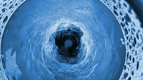 Top of view of super slow motion shot of clear water vortex Stock Footage 152251655