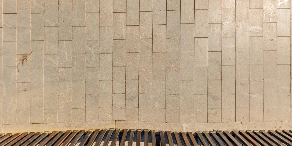 Top view of surface of pedestrian path with paving slabs Stock Photos