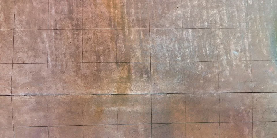 Top view of surface of pedestrian path with paving slabs with the border of l Stock Photos
