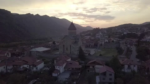 The Top View Of The Svetitskhoveli Cathedral, Mtskheta, Georgia Stock Footage 130718085