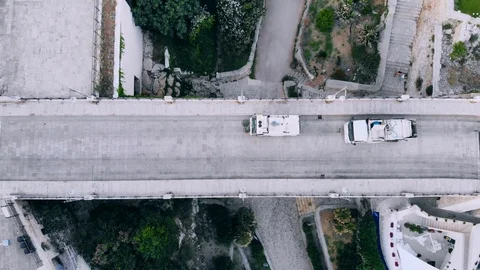 Top view sweeper cleans street from garbage, Italy Video stock 113291354