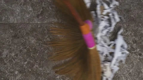 Top view of sweeping up trash on the floor Stock Footage 278150112