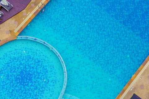Top view swimming pool at the edge of the pool is wood. Stick with the pool s Stock Photos