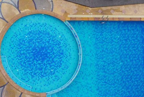 Top view swimming pool at the edge of the pool is wood. Stick with the pool s Stock Photos