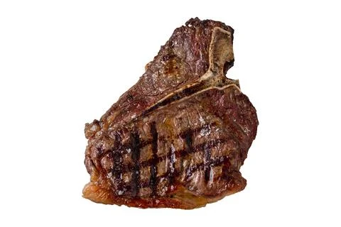 Top view of T-Bone Steak on white background Stock Photos