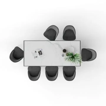 A top view of a table with chairs, 3d rendering Stock Illustration