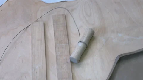 Top view of the table with clay modelling tools Stock Footage 305873723