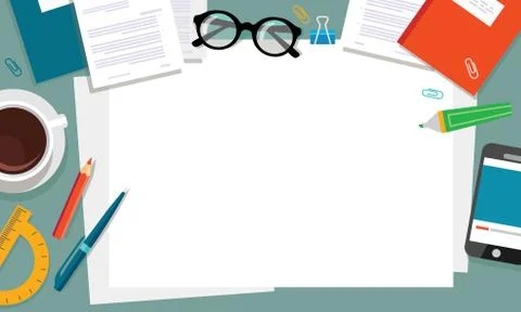 Top view of table with documents Stock Illustration