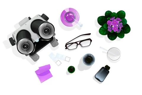 Top view on the table with education tools Stock Illustration