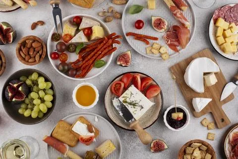 Top-view-table-full-delicious-food Stock Photos