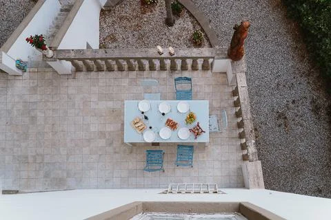 Top view of a table set for an appetizer Stock Photos