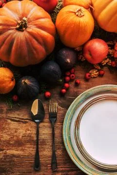 Top view table setting various Stock Photos