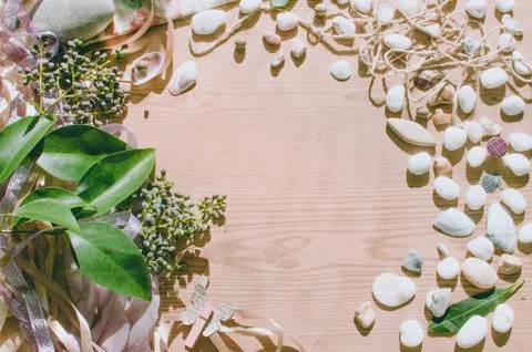 Top view on the table. Spring wallpaper. Stock Photos