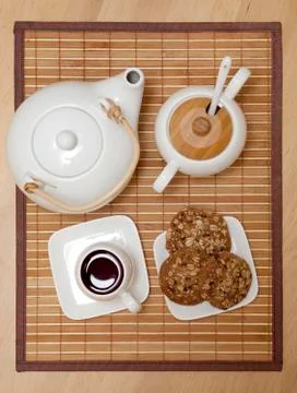 Top view of a tea set Фото