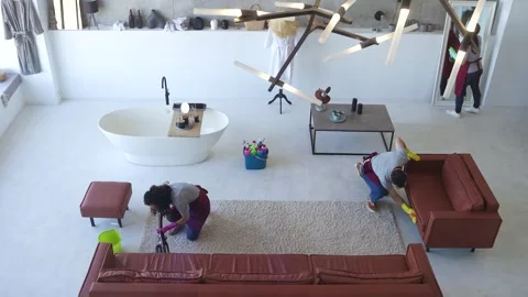 Top view team of cleaners at work Stock Footage 279492614