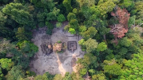 Top view of a temple in Phnom Kulen,  Cambodia Stock Footage 88309978
