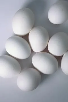 Top View Texture Of Many White Eggs Background Foto stock