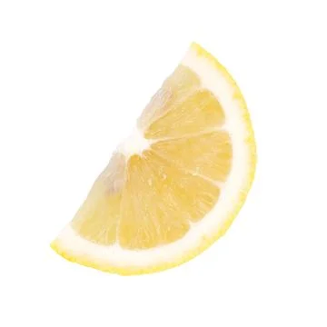 Top view of textured ripe slice of lemon citrus fruit isolated on white backg Stock Photos