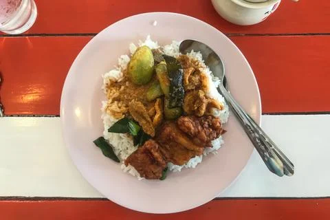 Top view of Thai Curry Rice. Stock Photos