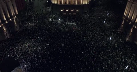 Top view of a thousand protest at night in front of the Bulgarian parliament Stock-Footage 324561875