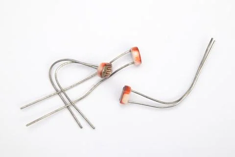 Top view of three LDR (Light Dependent Resistor) on white background. This pa Stock Photos