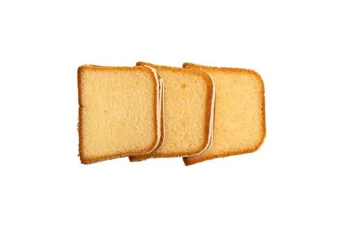 Top view of three sponge cake slices with icing drizzle, isolated on a white Stock Photos