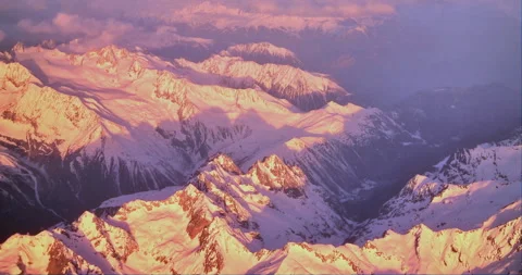 Top view through airplane of mountain ranges with snow of switzerland Stock Footage 270911592
