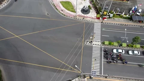 Top view time-lapse of car traffic. 4K Video, Aerial view of cars and motorbi Stock Footage 147061764