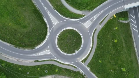 Top View Timelape Of Transportation At Circle Road Roundabout Stock Footage 274937815