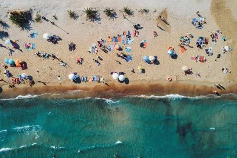 Top view of Tolo beach or "Psili Ammos" is from the most popular tourist reso Фото