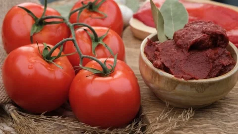 Top view of tomato paste Stockbeeldmateriaal 260163046